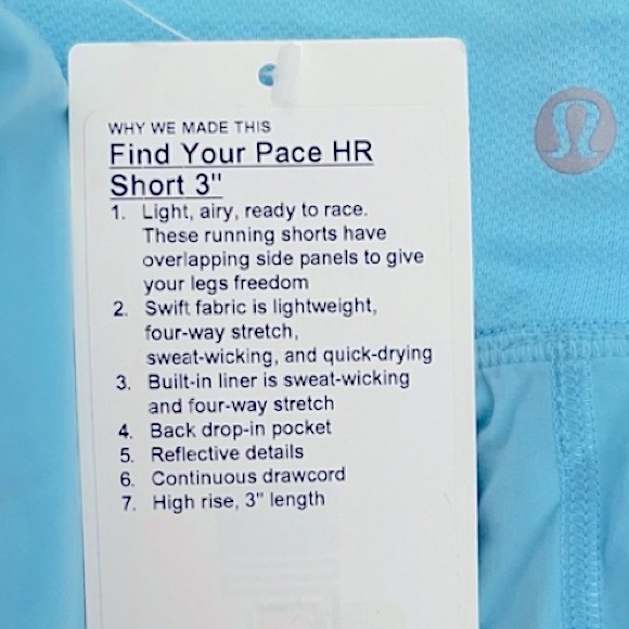 NEW Lululemon Find Your Pace 3” Short in Blue Chill - Picture 6 of 6